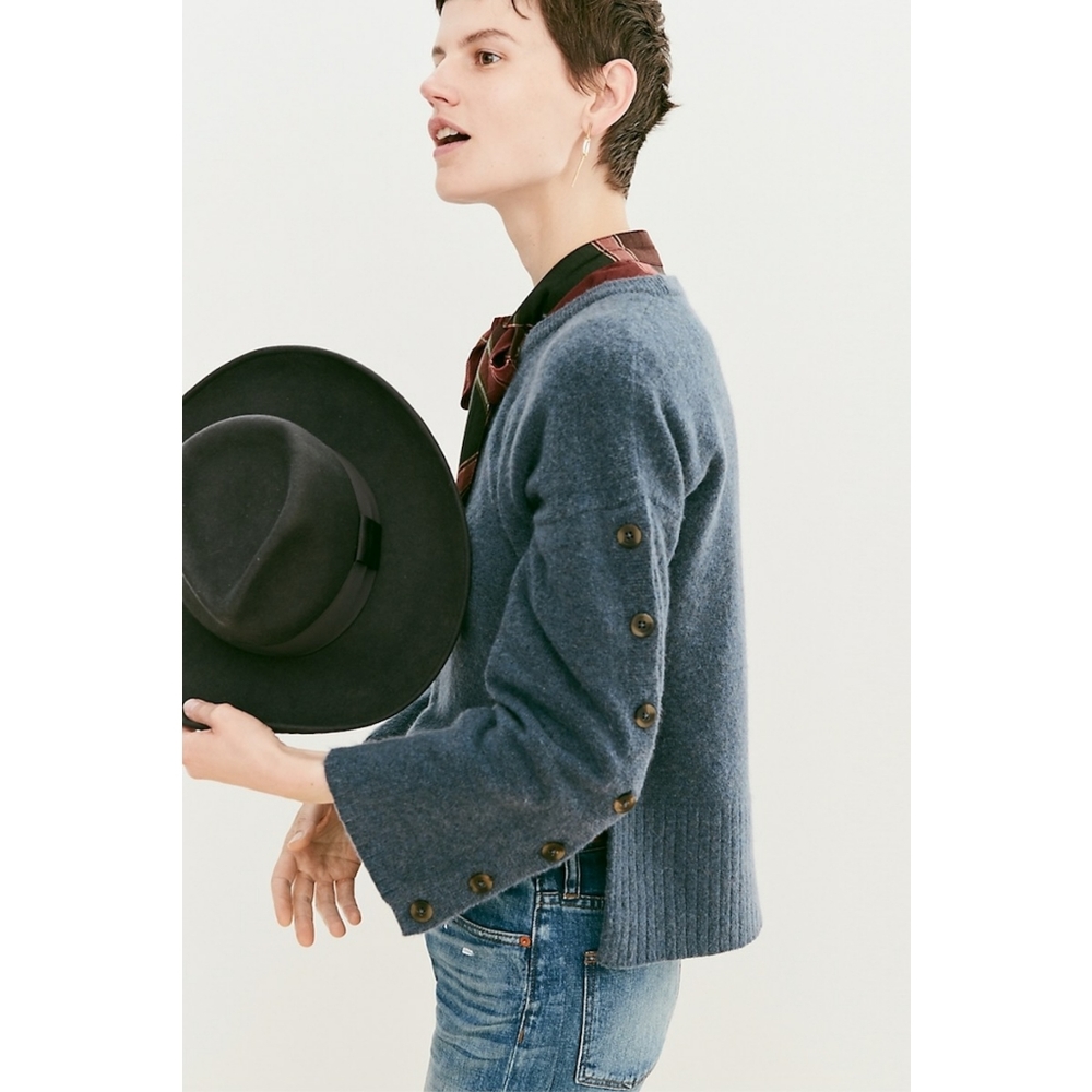 Madewell Button Sleeve Pullover Soft Sweater